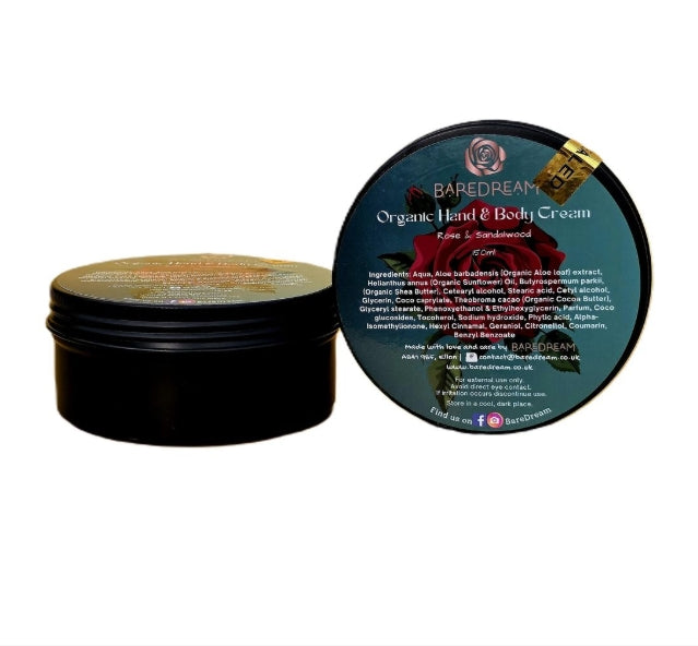 Organic Hand and Body Cream - Rose and Sandalwood