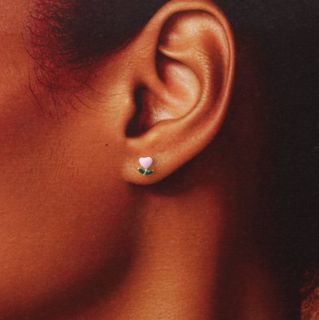 You're My Favourite Pink Enamel Flower Earrings