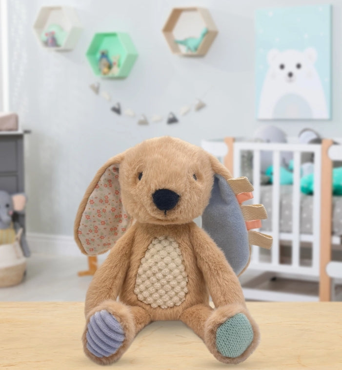 Sensory Snuggables Small Plush Bunny - Tan and Blue