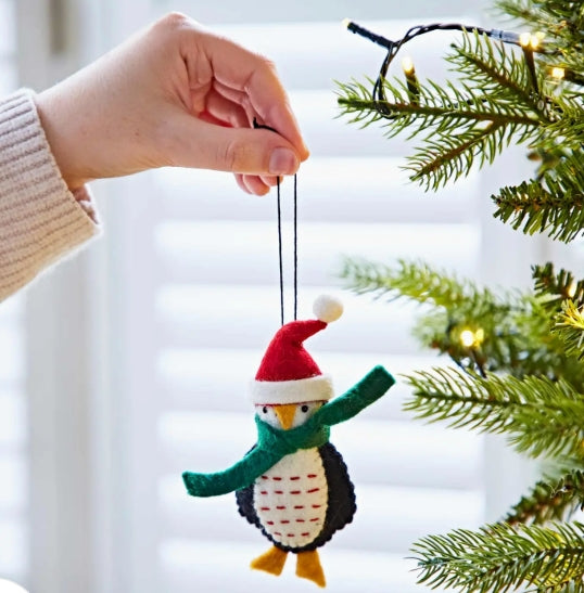 Felt Penguin in Santa Hat Christmas Decoration