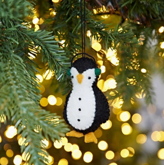 Felt Penguin in Earmuffs Christmas Decoration