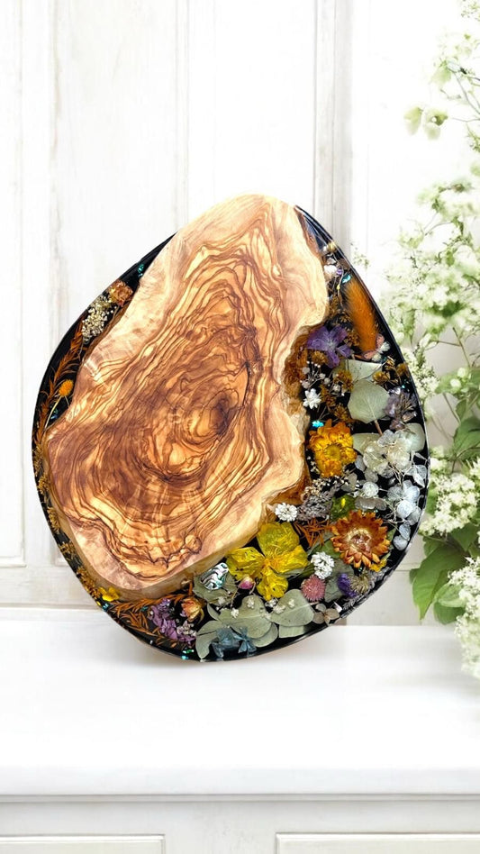 Olive Wood Floral Board