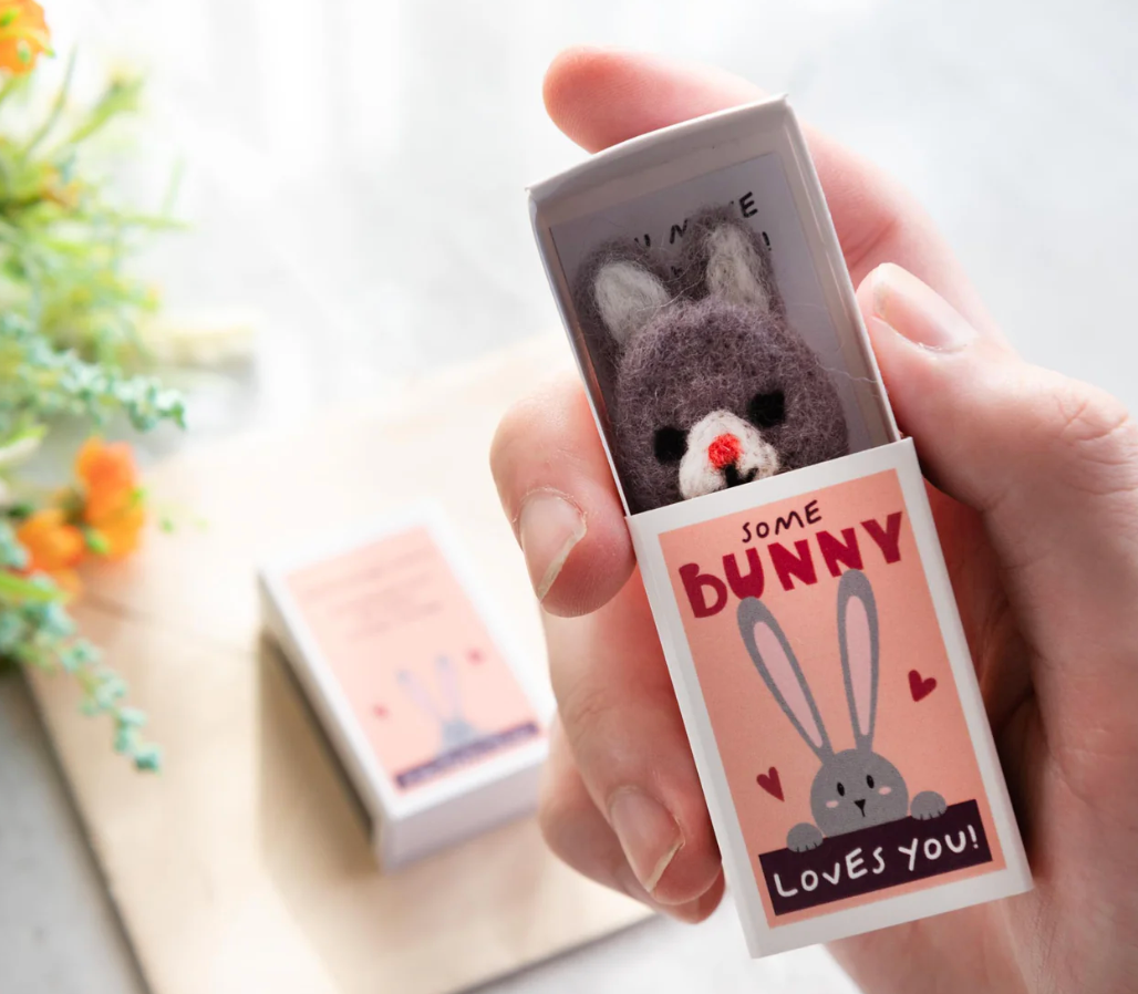 Some Bunny Loves You Wool Felt Rabbit In A Matchbox
