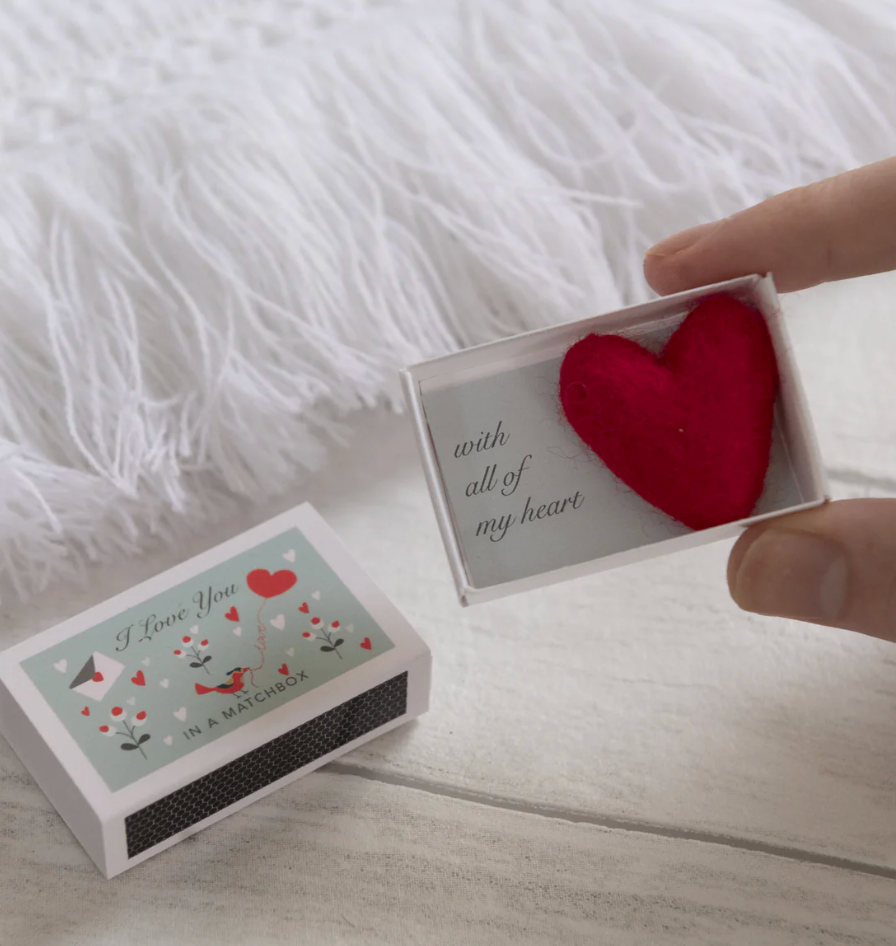 'I Love You' Message And Wool Felt Heart Gift In A Matchbox Sale price