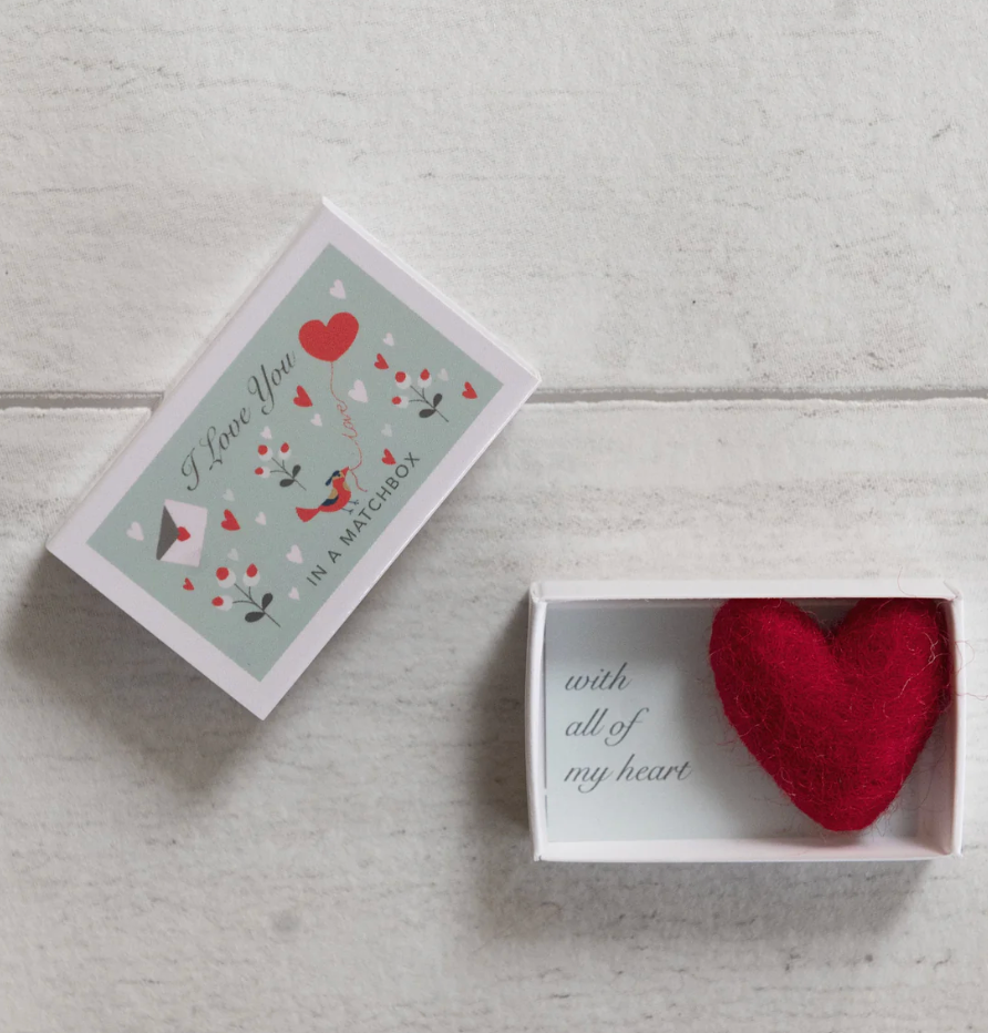 'I Love You' Message And Wool Felt Heart Gift In A Matchbox Sale price