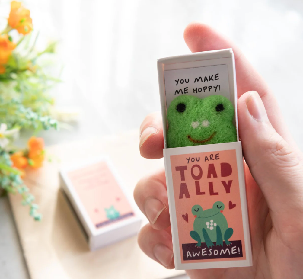 Toadally Awesome Wool Felt Frog In A Matchbox
