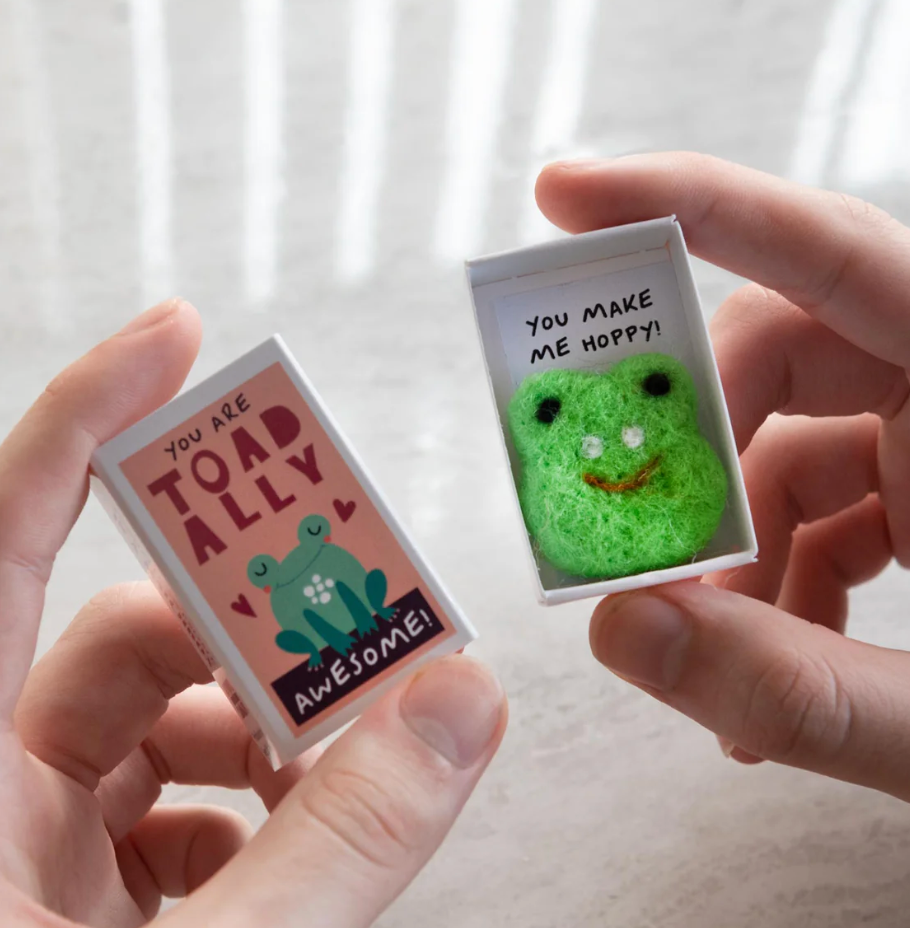 Toadally Awesome Wool Felt Frog In A Matchbox