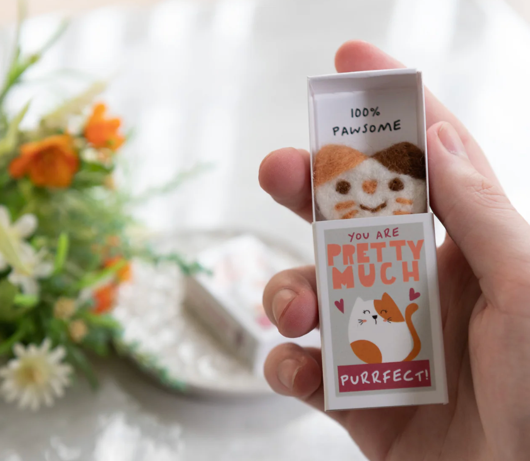 Pretty Much Purrfect Wool Felt Cat In A Matchbox