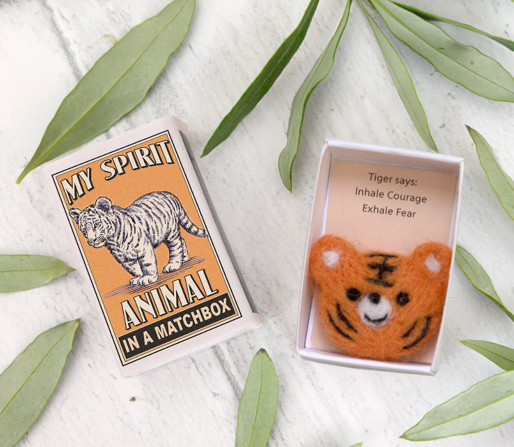 Wool Felt Tiger Spirit Animal Gift In A Matchbox Sale price
