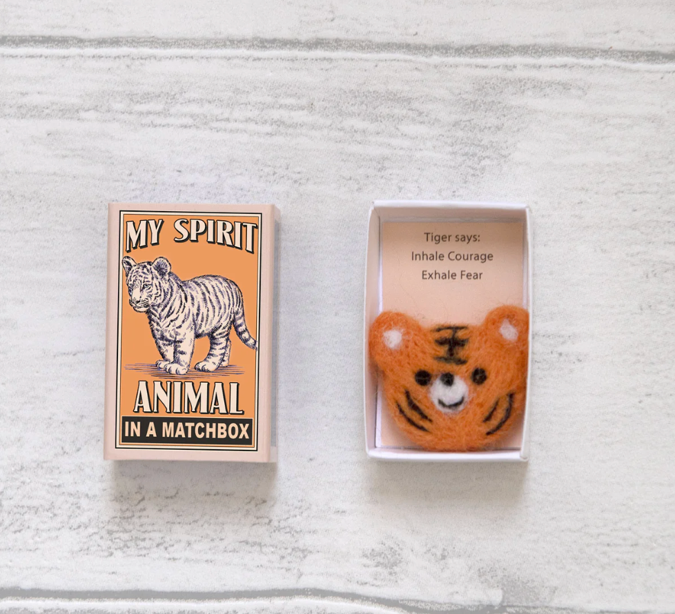 Wool Felt Tiger Spirit Animal Gift In A Matchbox Sale price