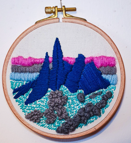 'Pointy Rocks' Old Man Storr, Isle of Skye embroidery kit.
