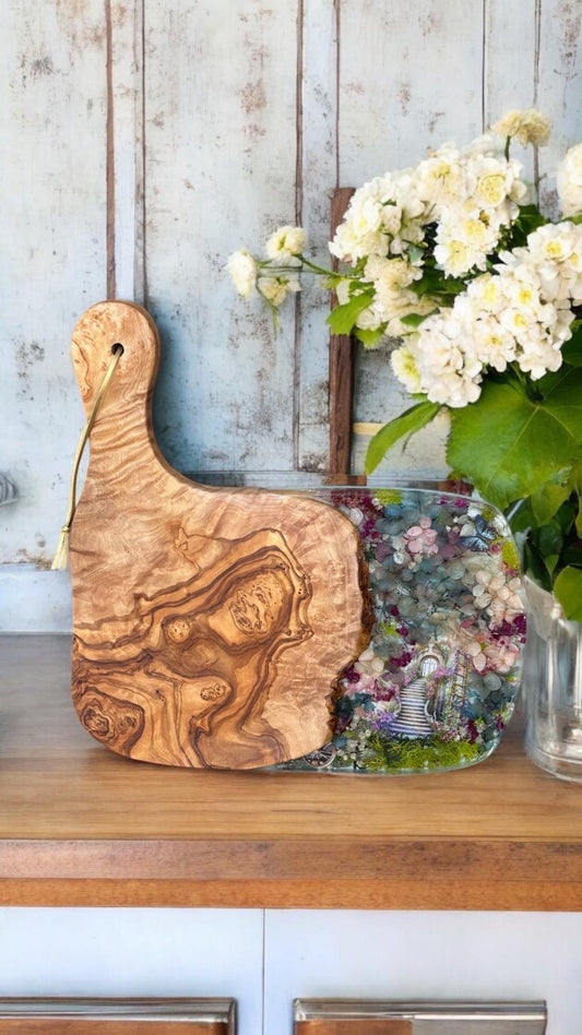 Floral Resin Olive Serving & Chopping Board