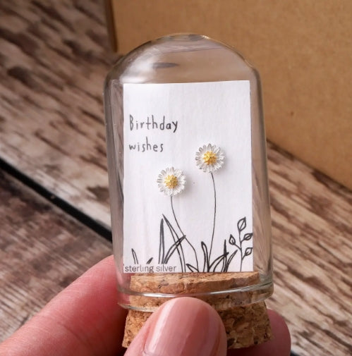Birthday Wishes Daisy Flower Earrings