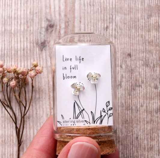 Live Life in Full Bloom Three Petals Flower Earrings