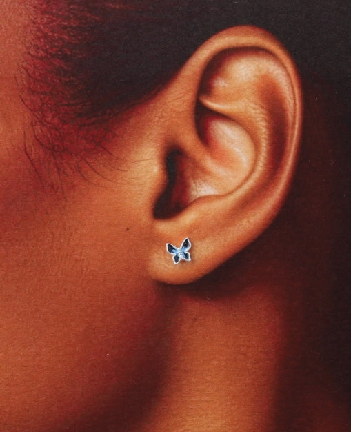 For My Friend Blue Enamel Butterfly Earrings