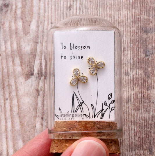 To Blossom To Shine Spiral Crystal Earrings/Gold