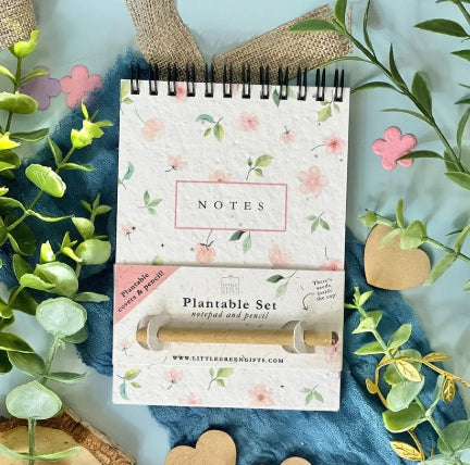 Eco-friendly Notebook & Pen Set - Blushing Blooms