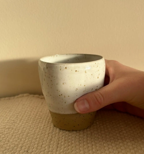 White Speckle Dimple Coffee Cup