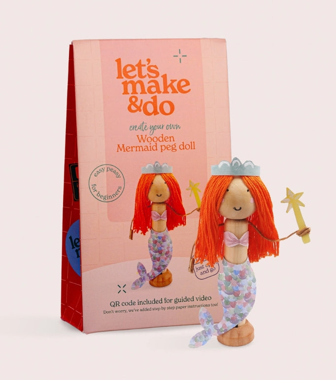 Create Your Own Mermaid Wooden Peg Doll Kit