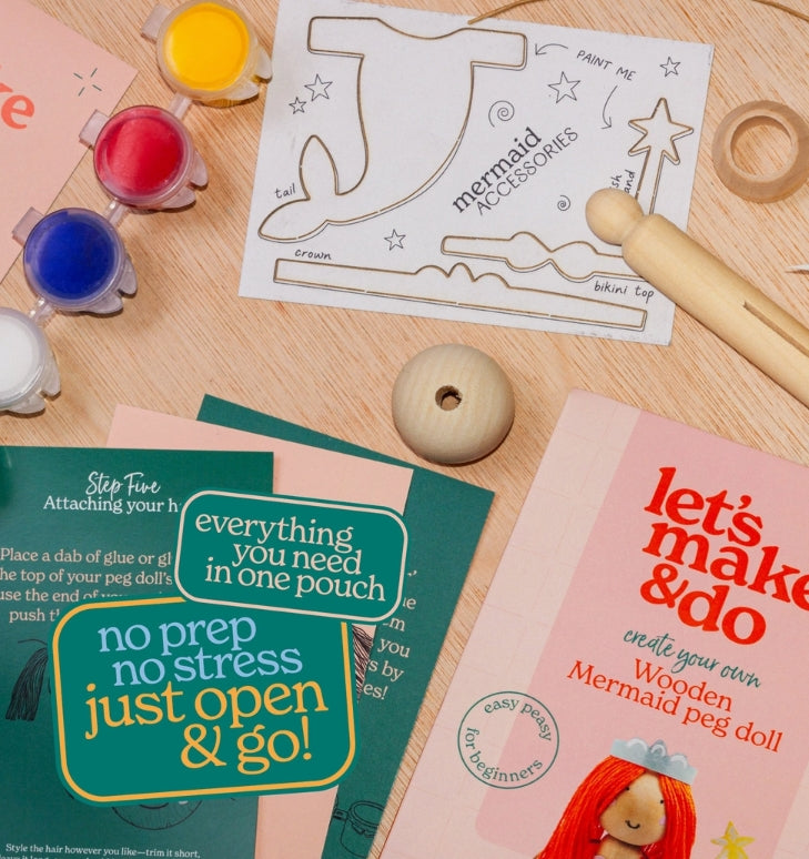 Create Your Own Mermaid Wooden Peg Doll Kit