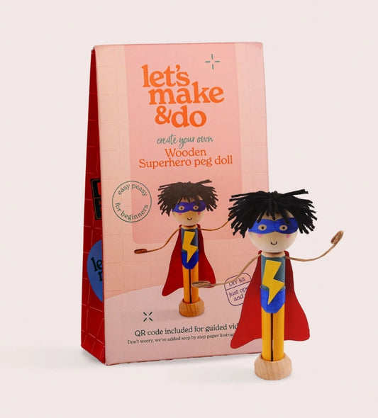 Create Your Own Superhero Wooden Peg Doll Kit