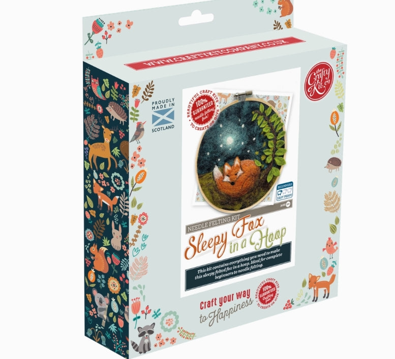 Paint with Wool: Sleepy Fox in A Hoop Needle Felt Craft Kit