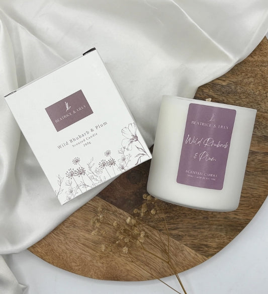 Wild Rhubarb & Plum Luxury Candle, Single Wick, 280g