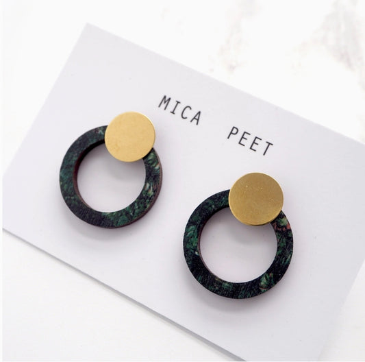 Green Ring Stud Earrings