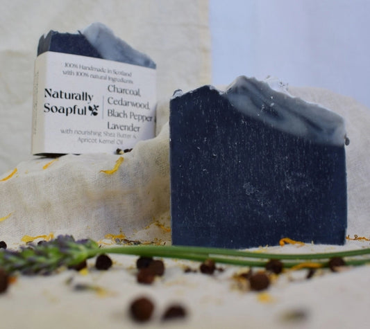 Charcoal, Cedarwood, Black Pepper & Lavender Handmade Soap