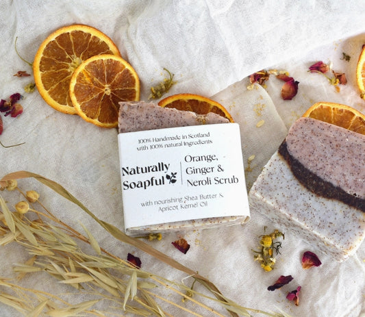 Orange, Ginger & Neroli Scrub Solid Soap Bar, Handmade Soap