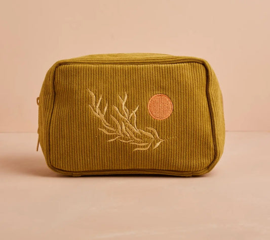 Corduroy Makeup Bag in Olive