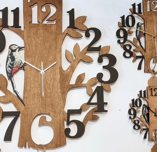 Scottish Woodpecker Wall Clock, Hand Painted Bird Wall Art