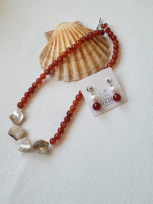 Red Agate Jewellery Set