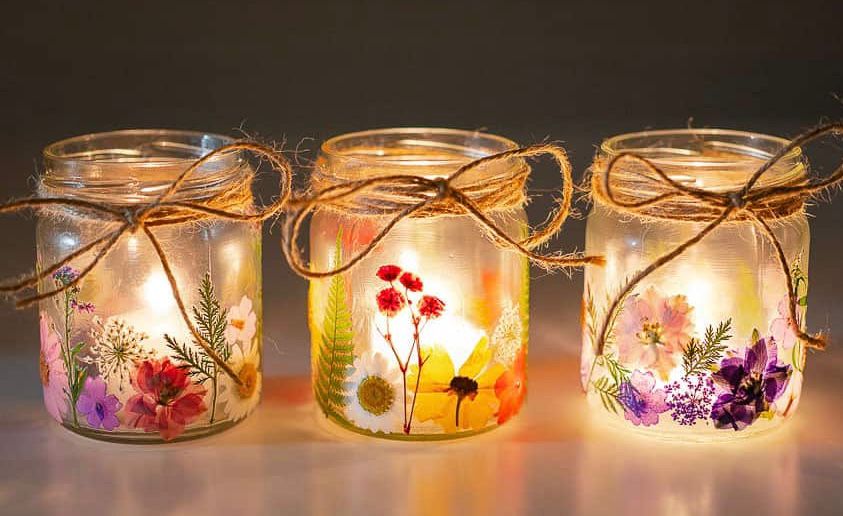 Design a Candle Holder with Pressed Flowers